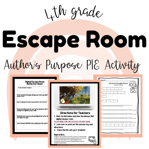 4th Grade Author's Purpose PIE Activity Lesson Plan 360° Digital Escape